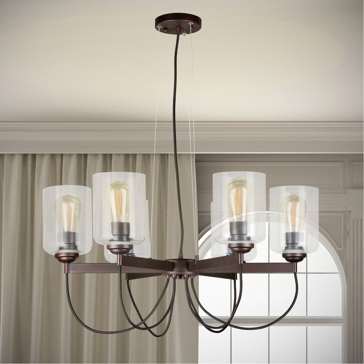 Signature 6 Light 27.75 inch Antique Bronze Chandelier Ceiling Light