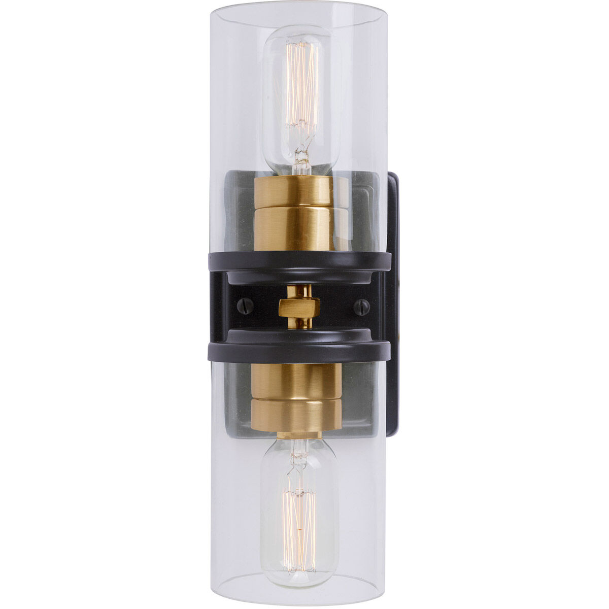 Duo 2 Light 5 inch Black and Soft Gold Sconce Wall Light