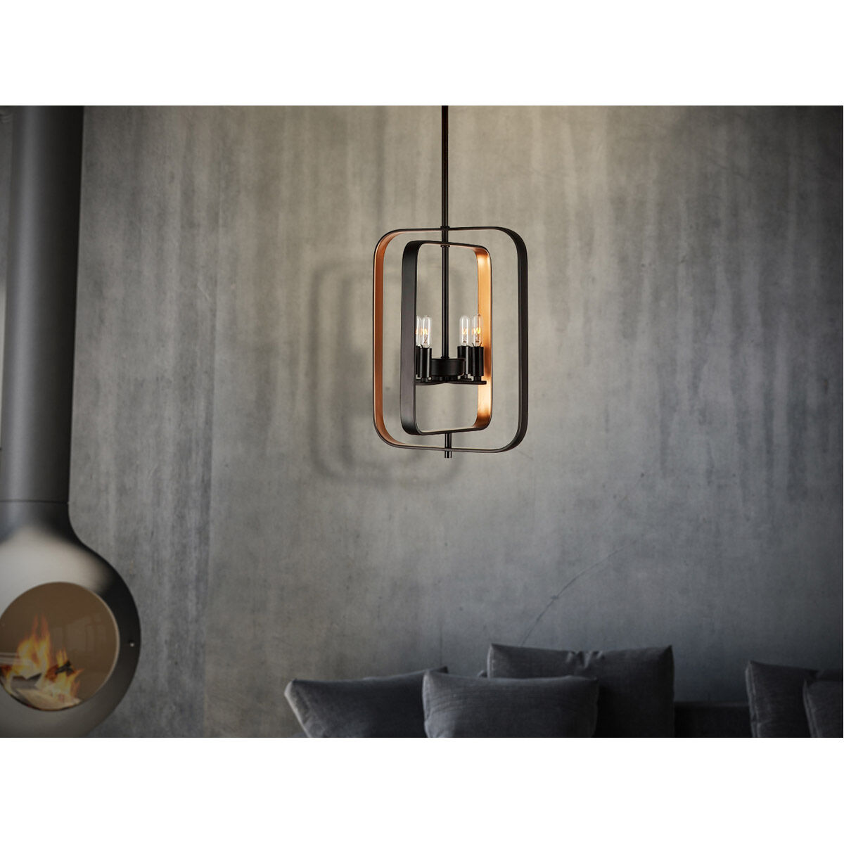 Signature 4 Light 12 inch Black and Gold Chandelier Ceiling Light