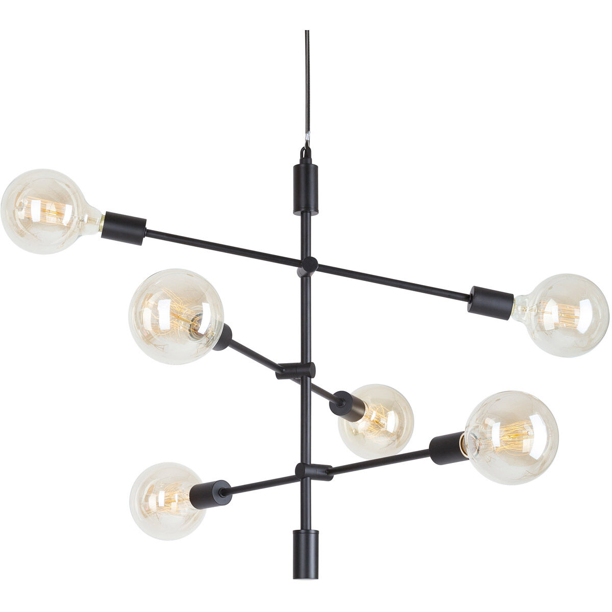 Baton 6 Light 24 inch Black Chandelier Ceiling Light