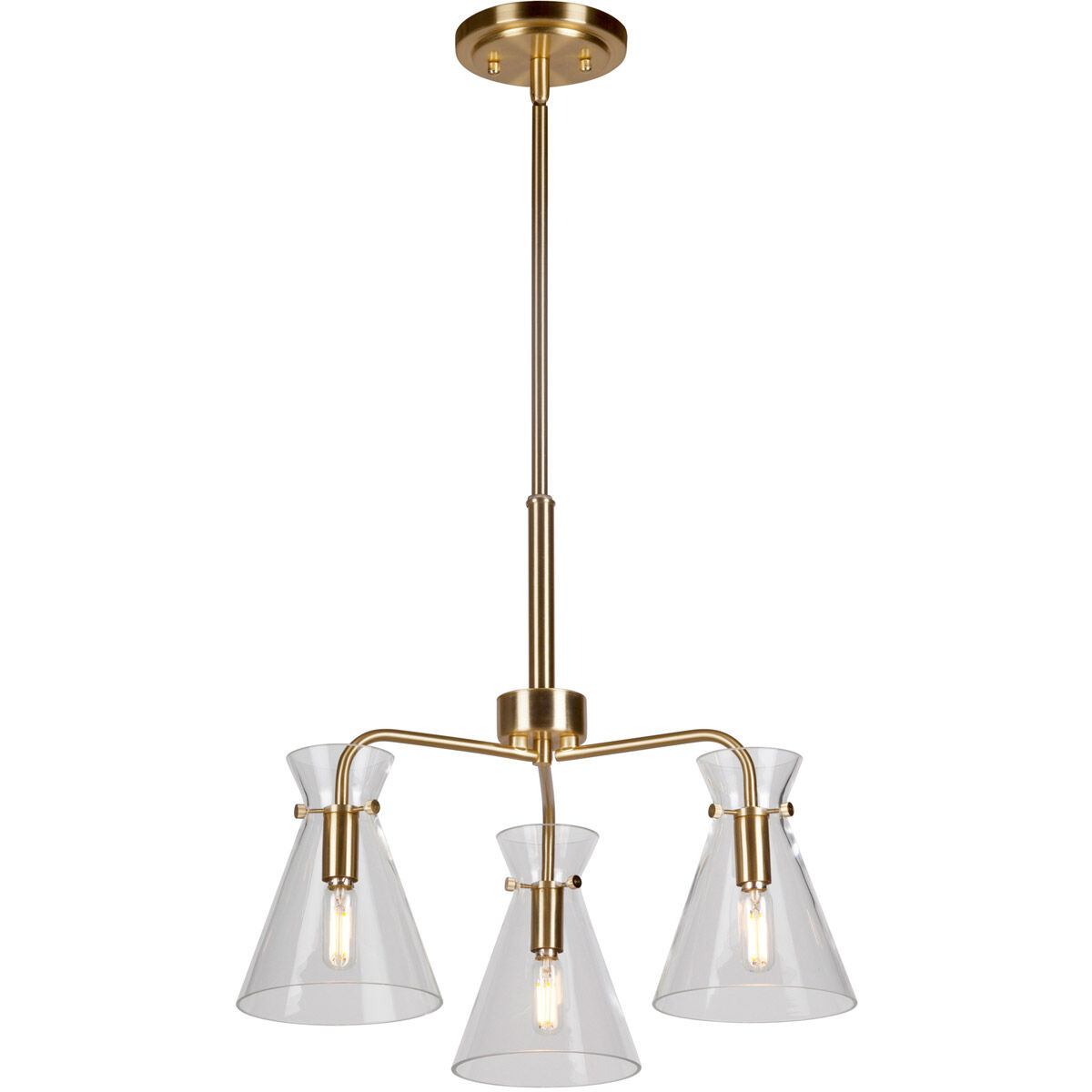 Beaker 3 Light 18 inch Soft Gold Chandelier Ceiling Light