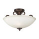 Signature 3 Light 16 inch Antique Bronze Semi Flush Mount Ceiling Light