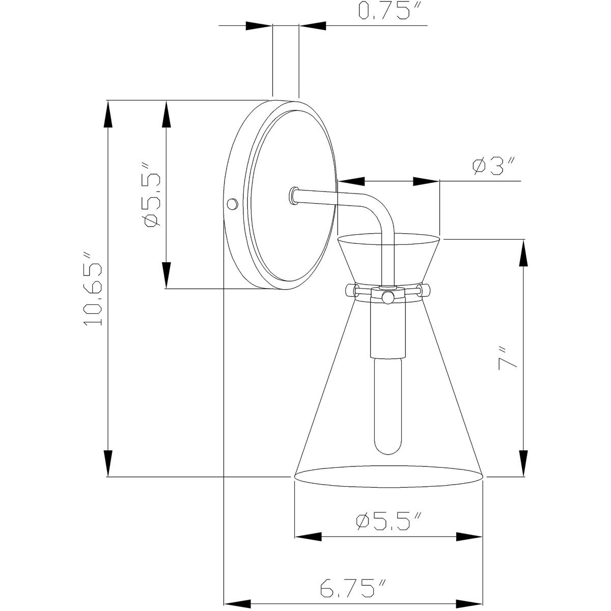 Beaker 1 Light 6 inch Black Wall Sconce Wall Light