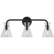 Beaker 3 Light 26 inch Black Vanity Light Wall Light