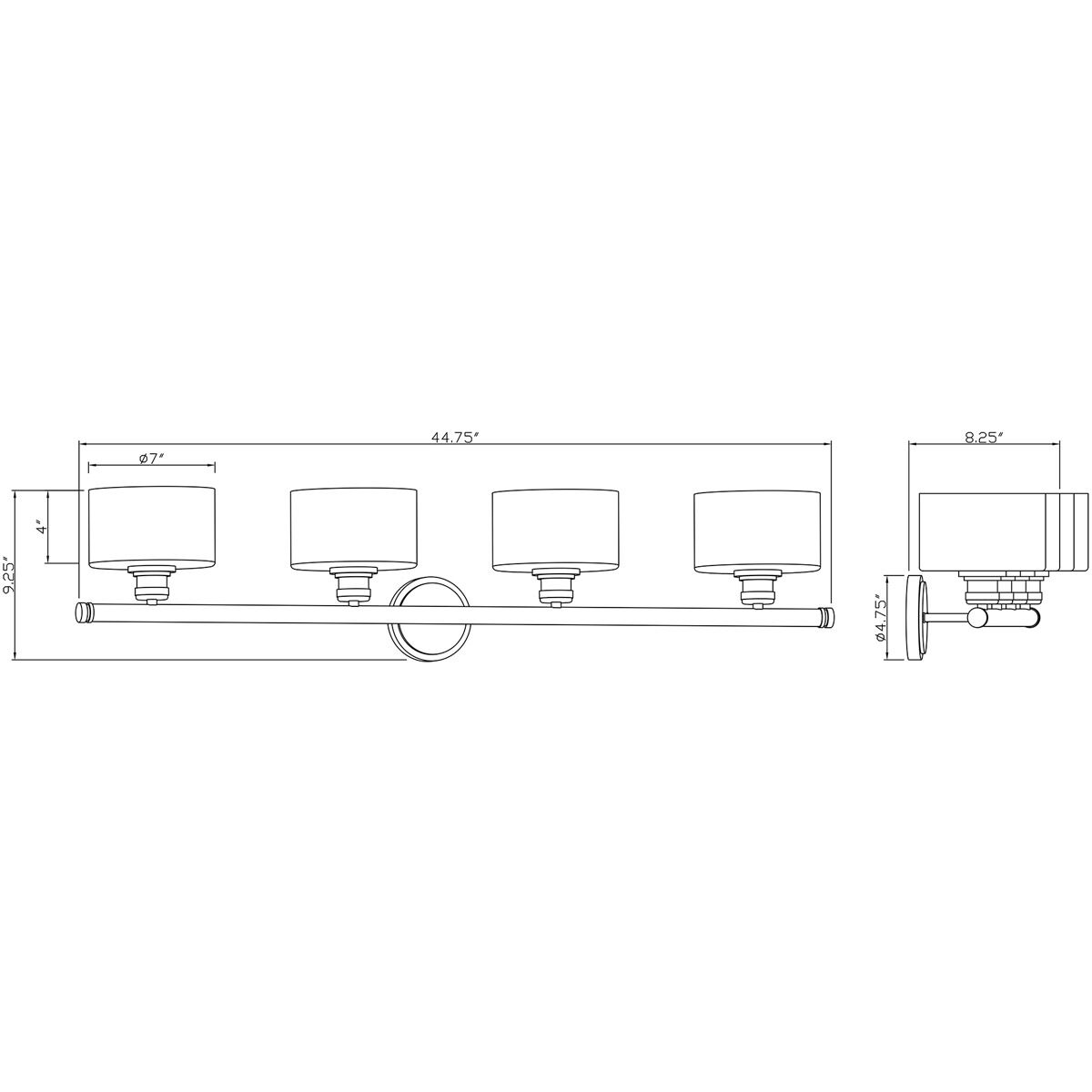 Zane 4 Light 45 inch Soft Gold Vanity Light Wall Light