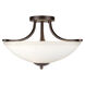 Signature 3 Light 17 inch Antique Bronze Semi Flush Mount Ceiling Light