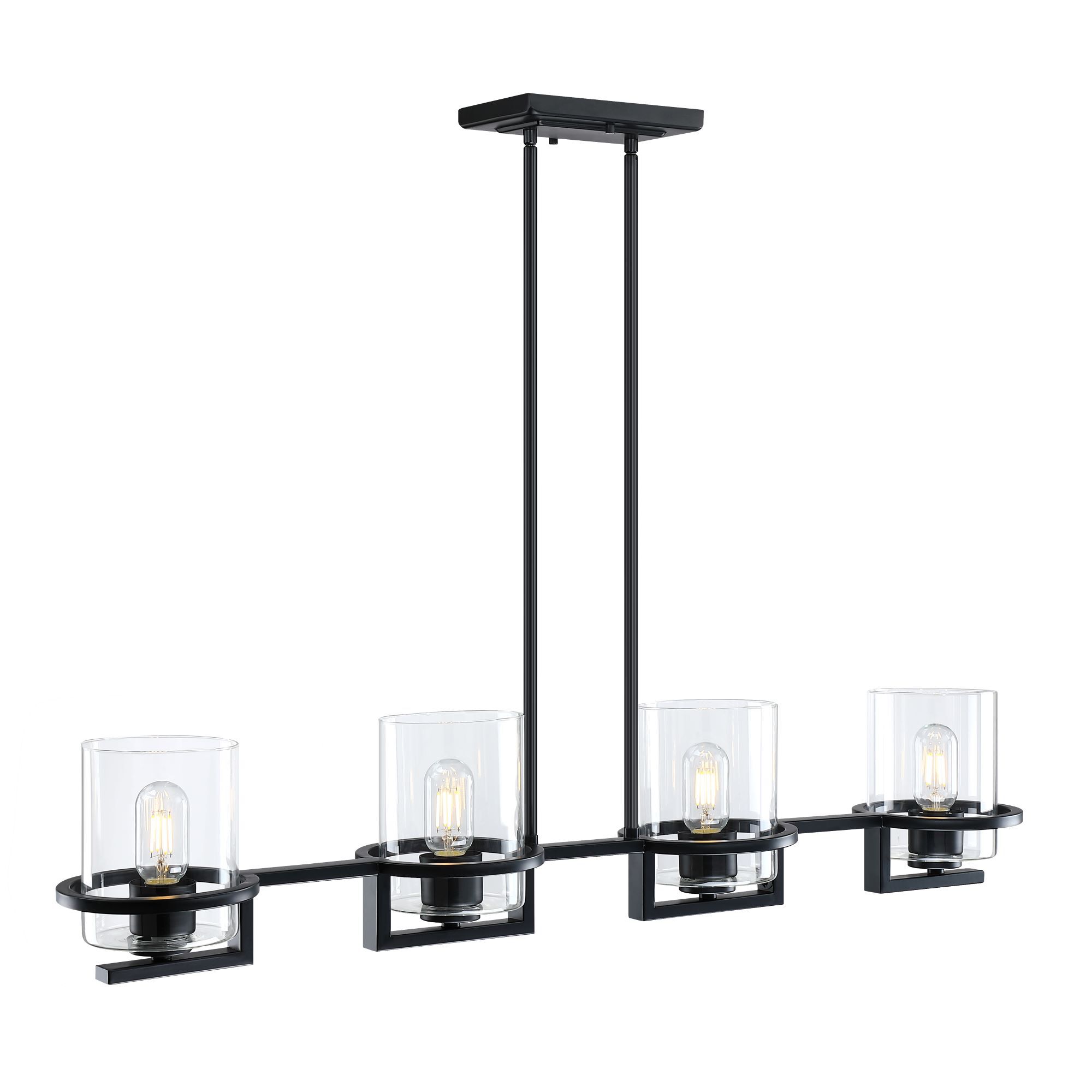 Halo 4 Light 40 inch Black Island Pendant Ceiling Light