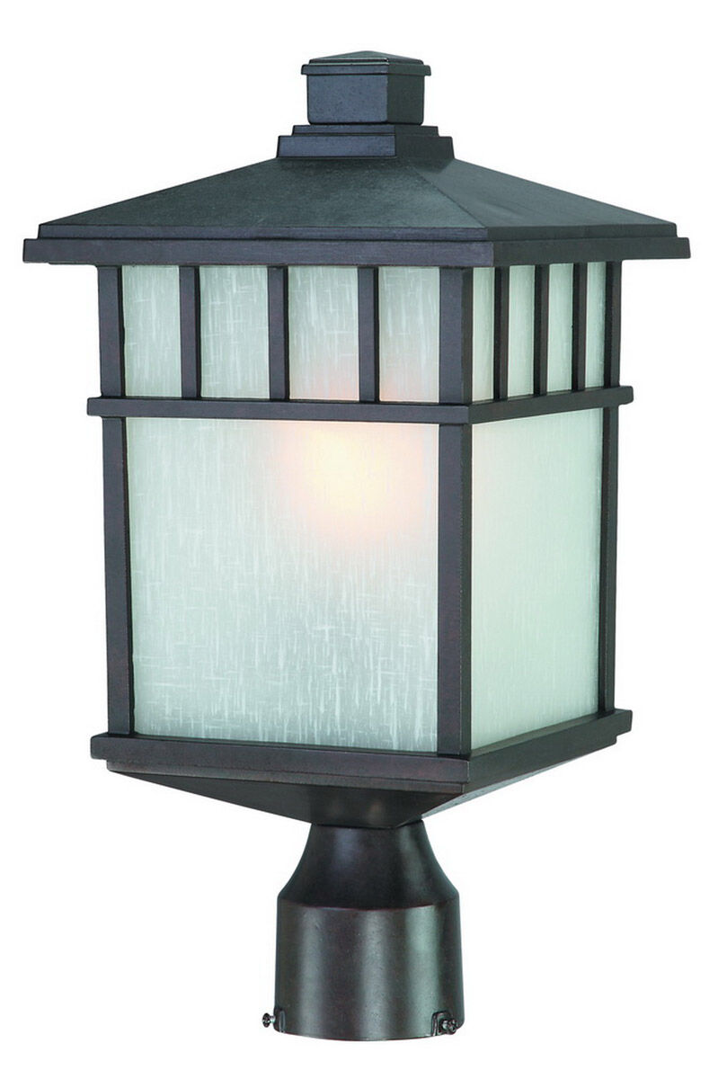 Barton 1 Light 17 inch Olde World Iron Exterior Post Lantern in White Linen
