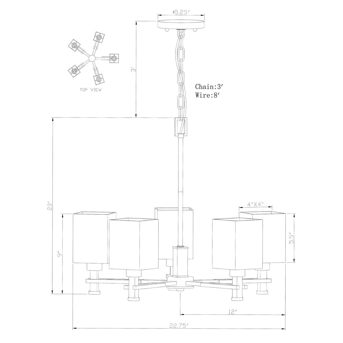 Signature 5 Light 22.75 inch Antique Bronze Chandelier Ceiling Light
