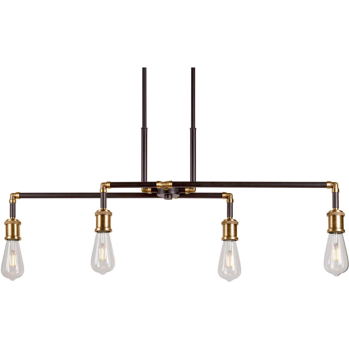 Piper 4 Light 39 inch Black and Antique Brass Linear Chandelier Ceiling Light