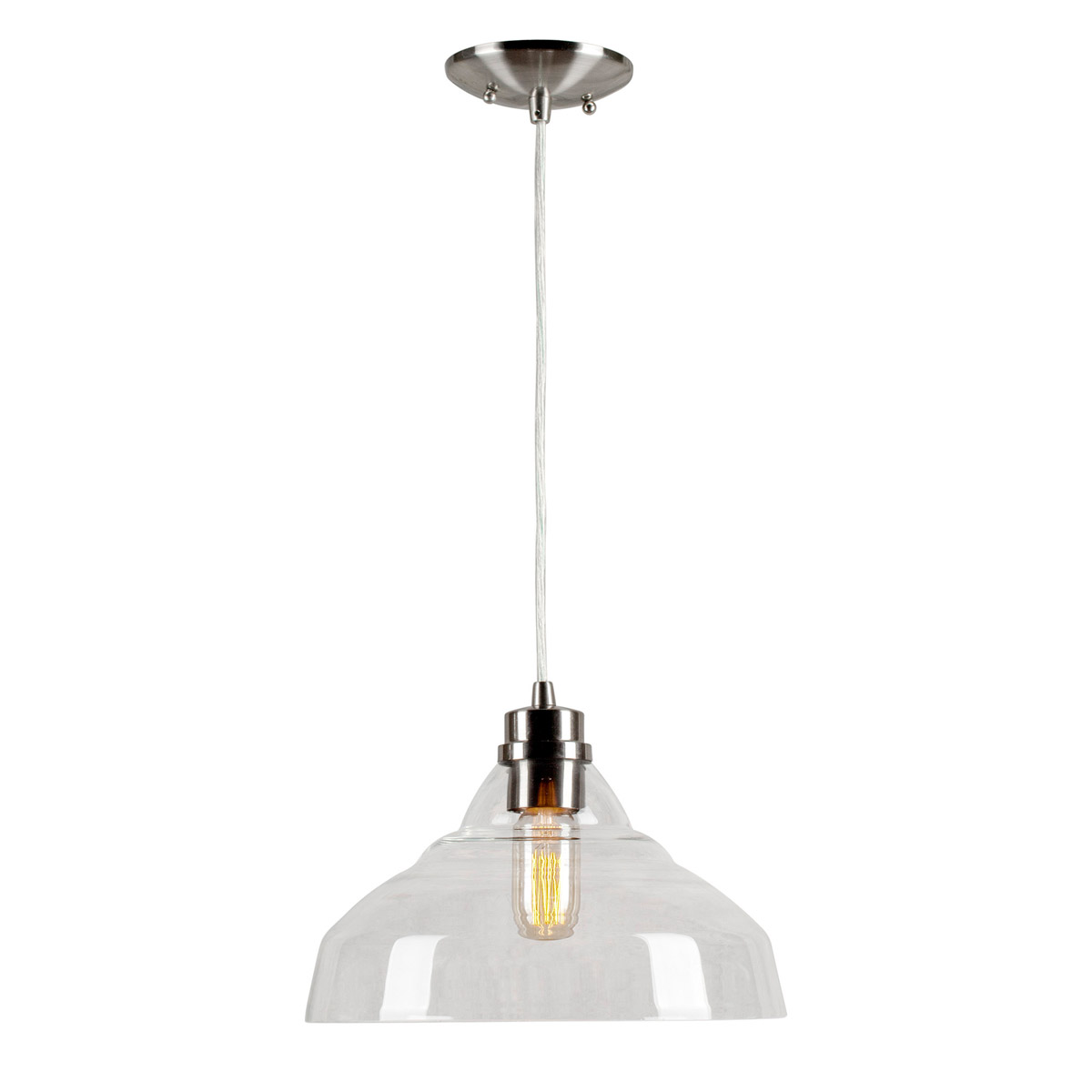 Signature 1 Light 12 inch Brushed Nickel Mini Pendant Ceiling Light